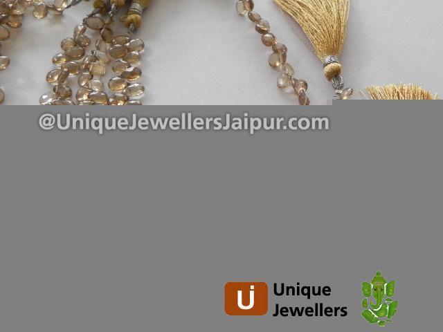 Coffee Quartz Faceted Pear Beads